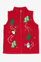 Vintage Red Nouveaux Penguins Ugly Christmas Vest (1990s)