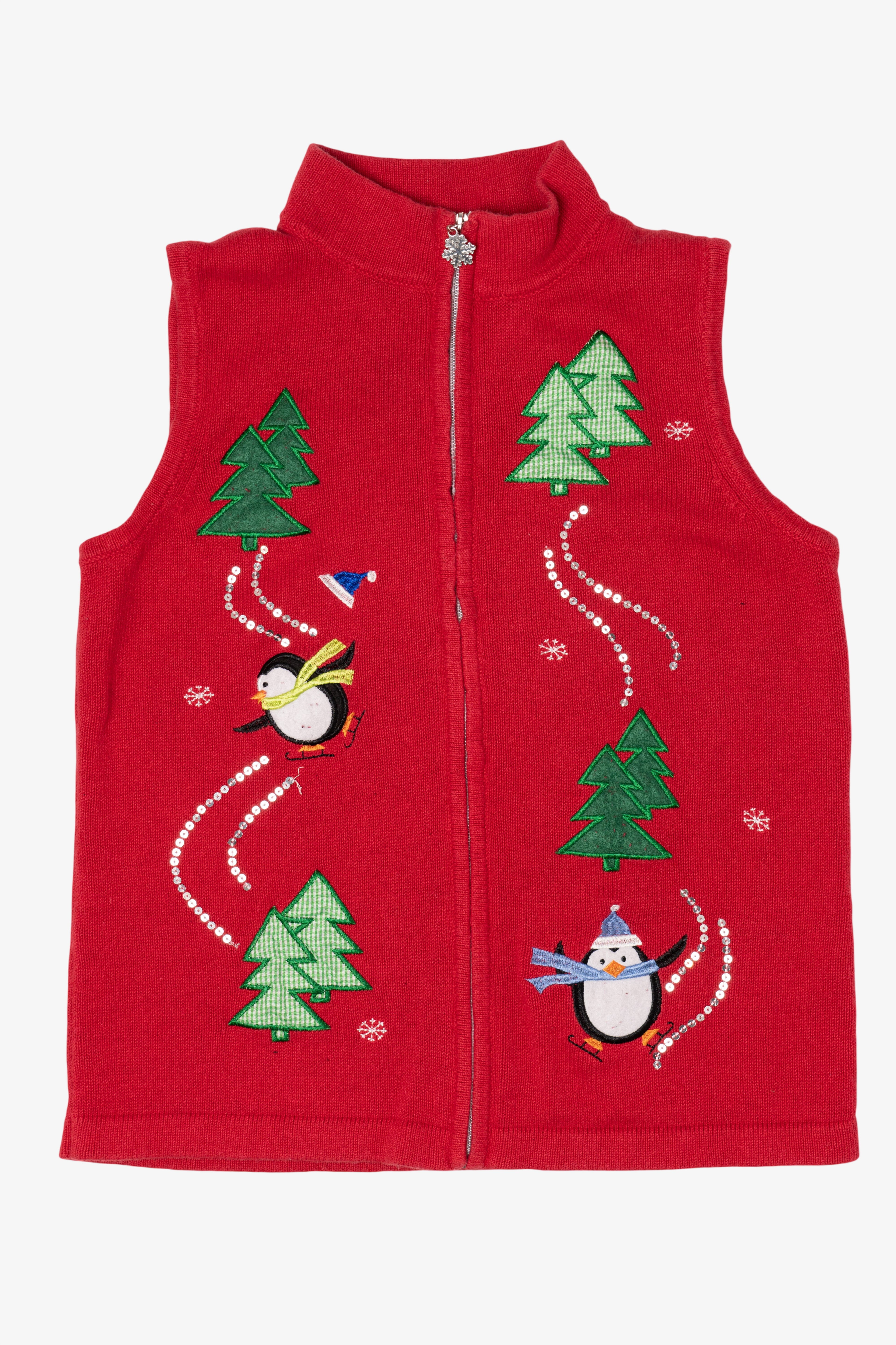 Vintage Red Nouveaux Penguins Ugly Christmas Vest (1990s)