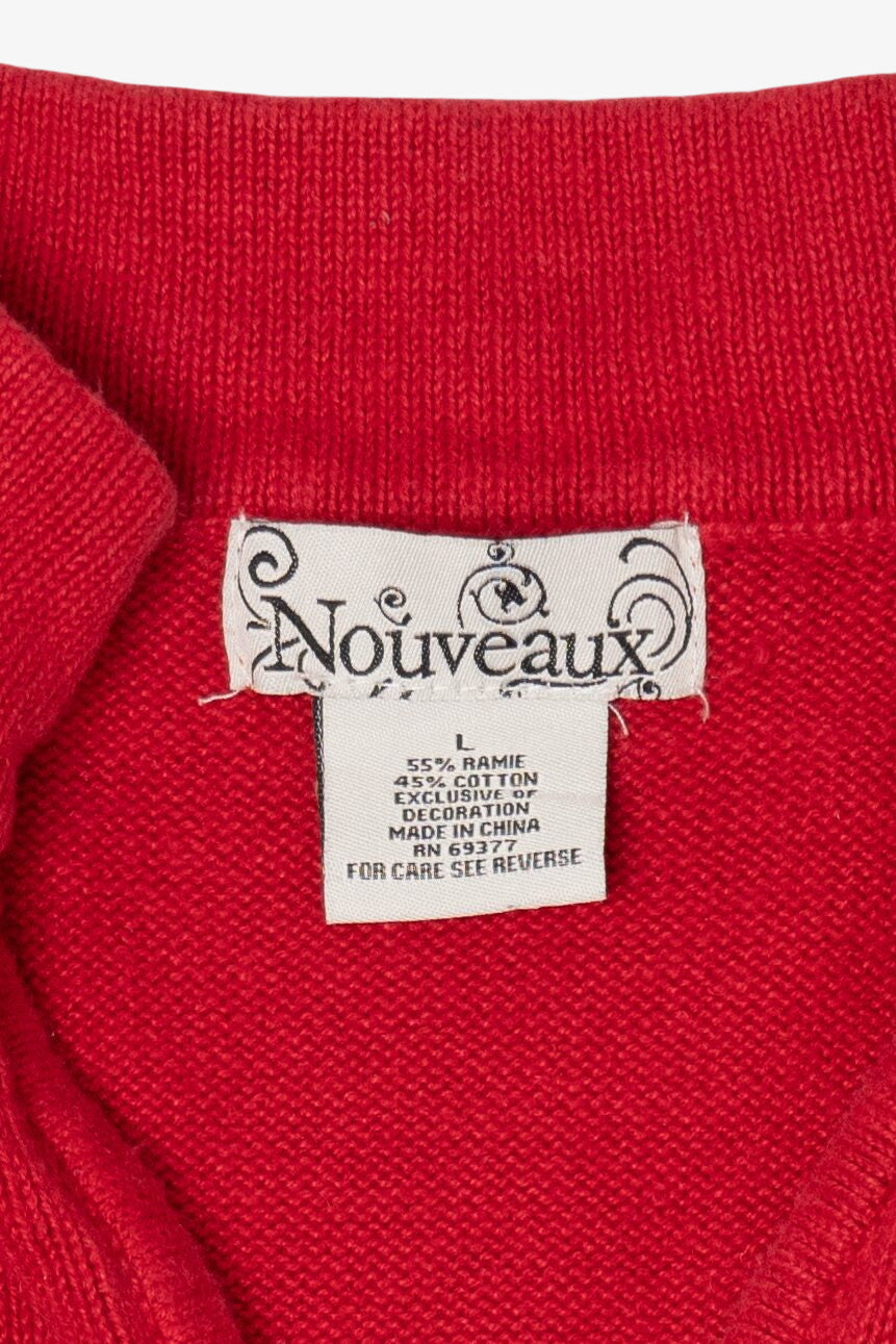 Vintage Red Nouveaux Penguins Ugly Christmas Vest (1990s)