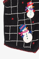 Vintage Black B.P Design Snowmen Ugly Christmas Vest (1990s)