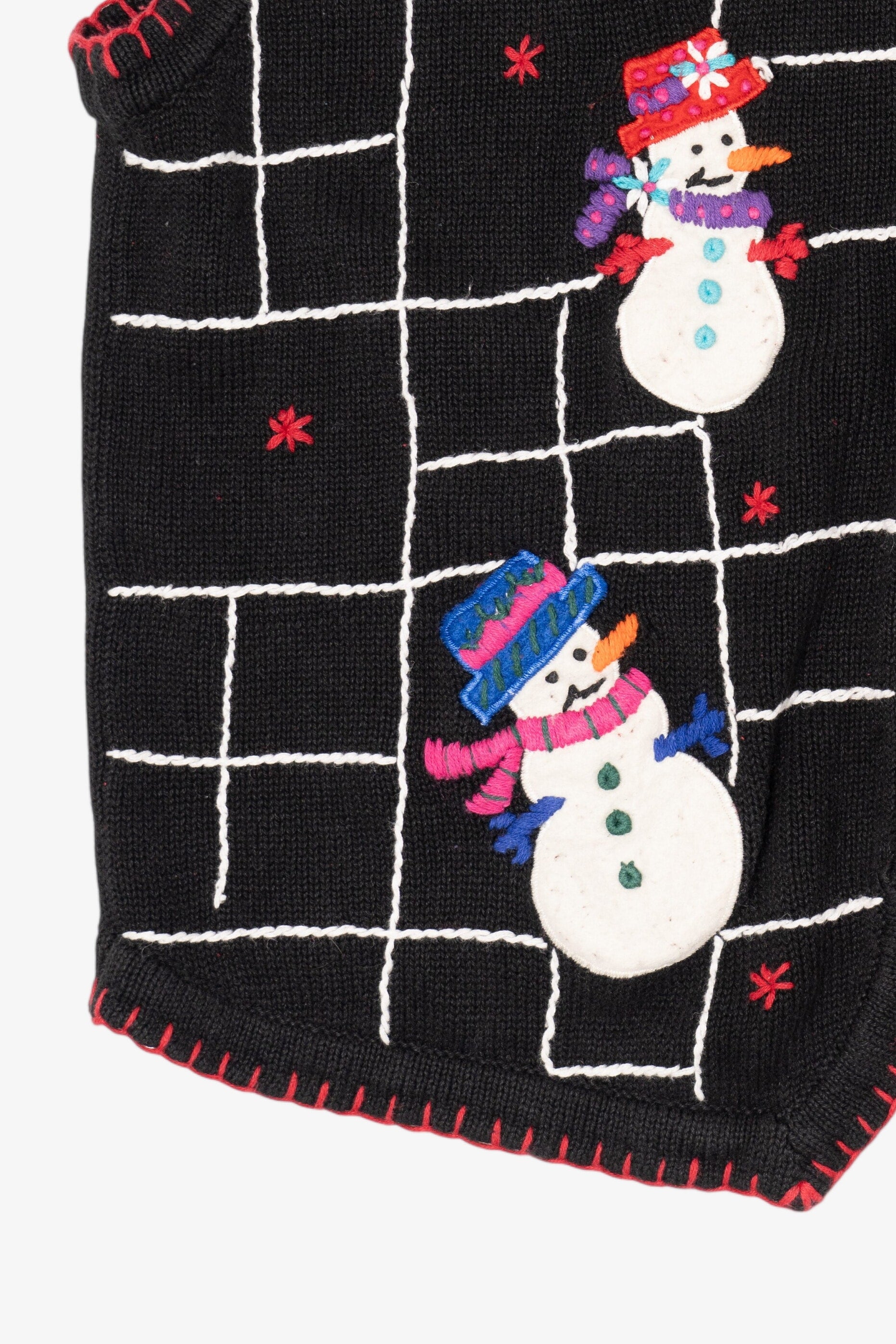 Vintage Black B.P Design Snowmen Ugly Christmas Vest (1990s)