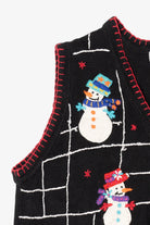 Vintage Black B.P Design Snowmen Ugly Christmas Vest (1990s)