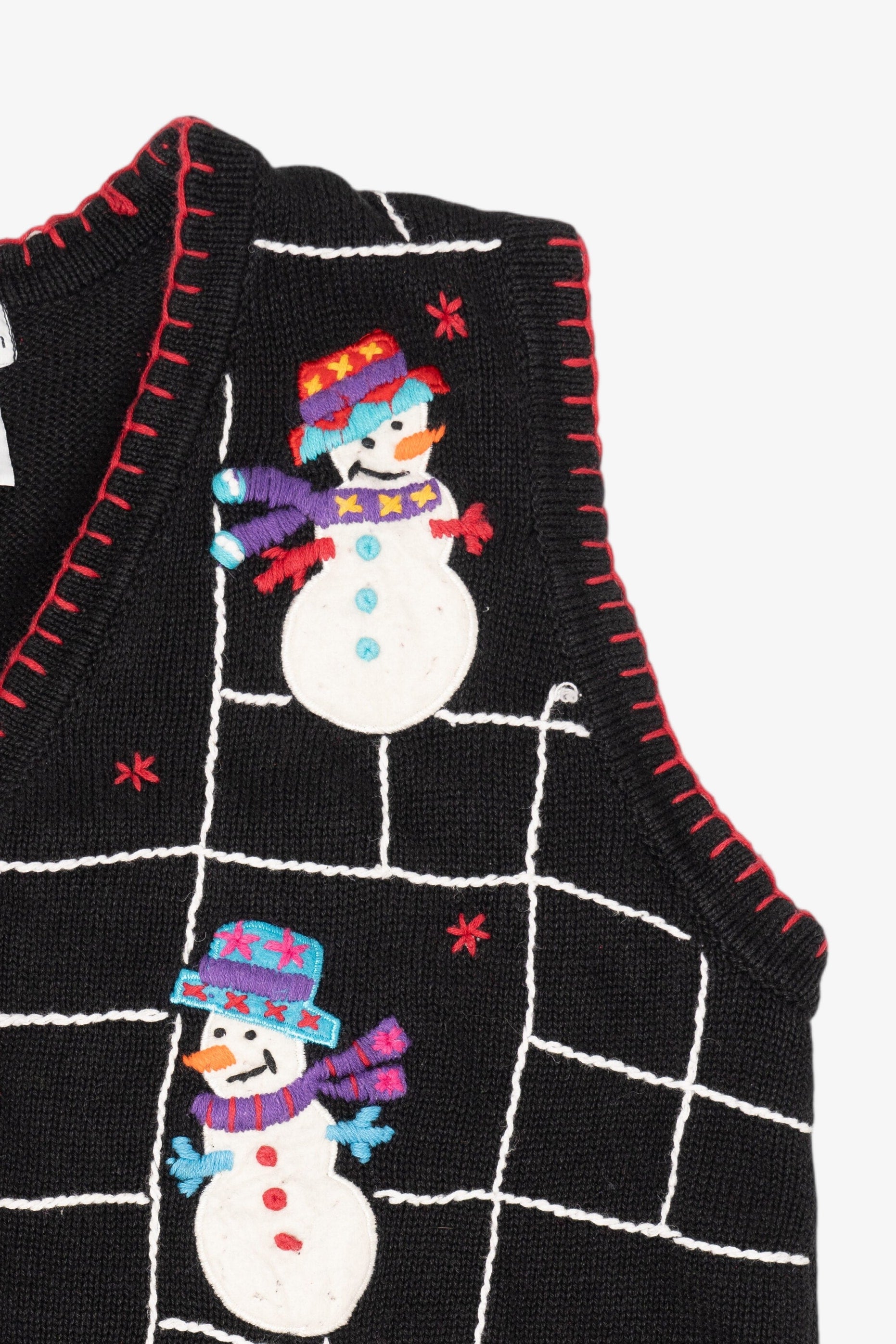 Vintage Black B.P Design Snowmen Ugly Christmas Vest (1990s)