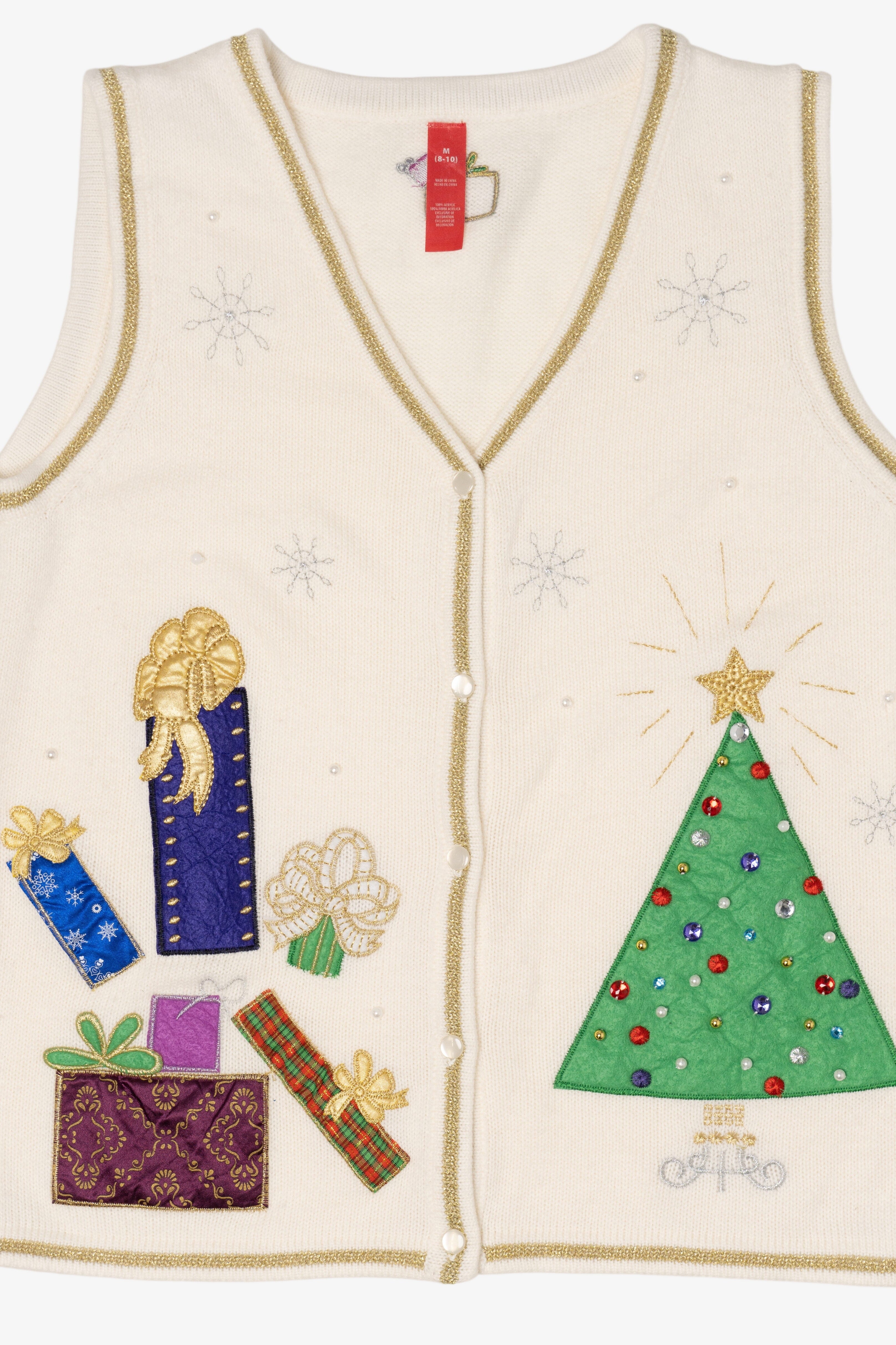 Vintage White Presents Ugly Christmas Vest (1990s)