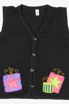 Vintage Black Holiday Faire Presents Ugly Christmas Vest (2000s)