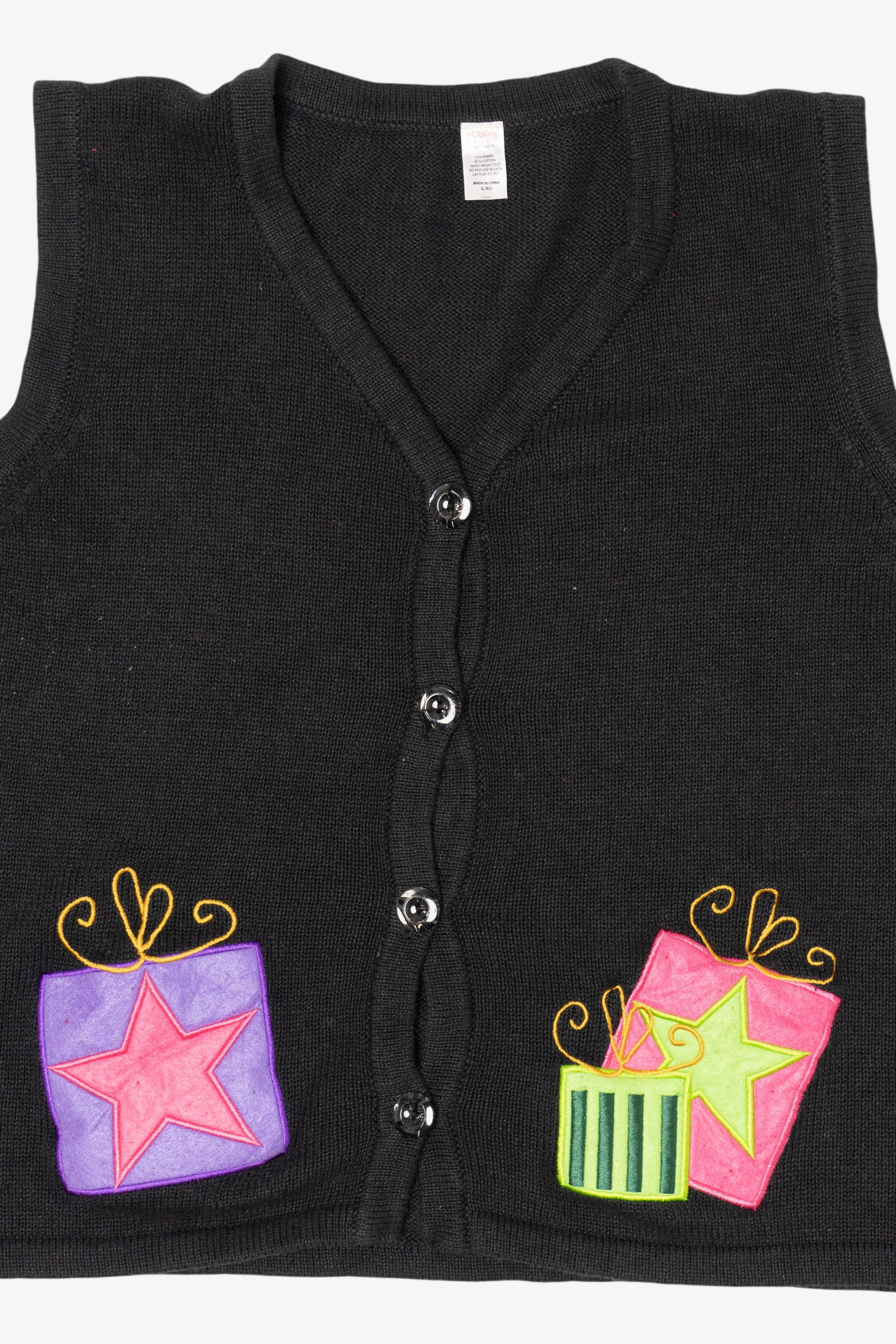 Vintage Black Holiday Faire Presents Ugly Christmas Vest (2000s)