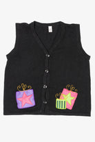 Vintage Black Holiday Faire Presents Ugly Christmas Vest (2000s)