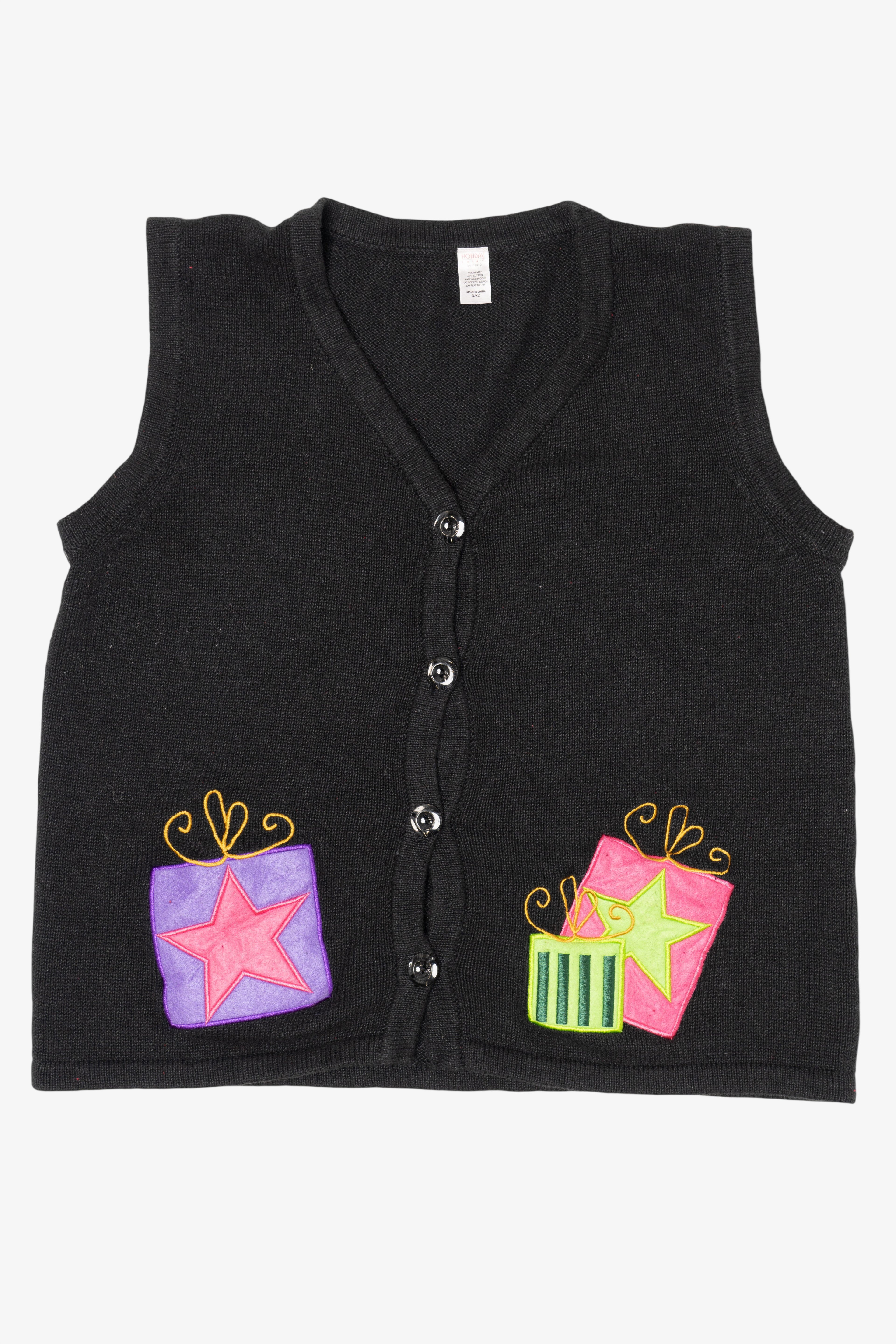Vintage Black Holiday Faire Presents Ugly Christmas Vest (2000s)