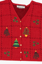 Vintage Red Crystal Kobe Trees Ugly Christmas Vest (1990s)