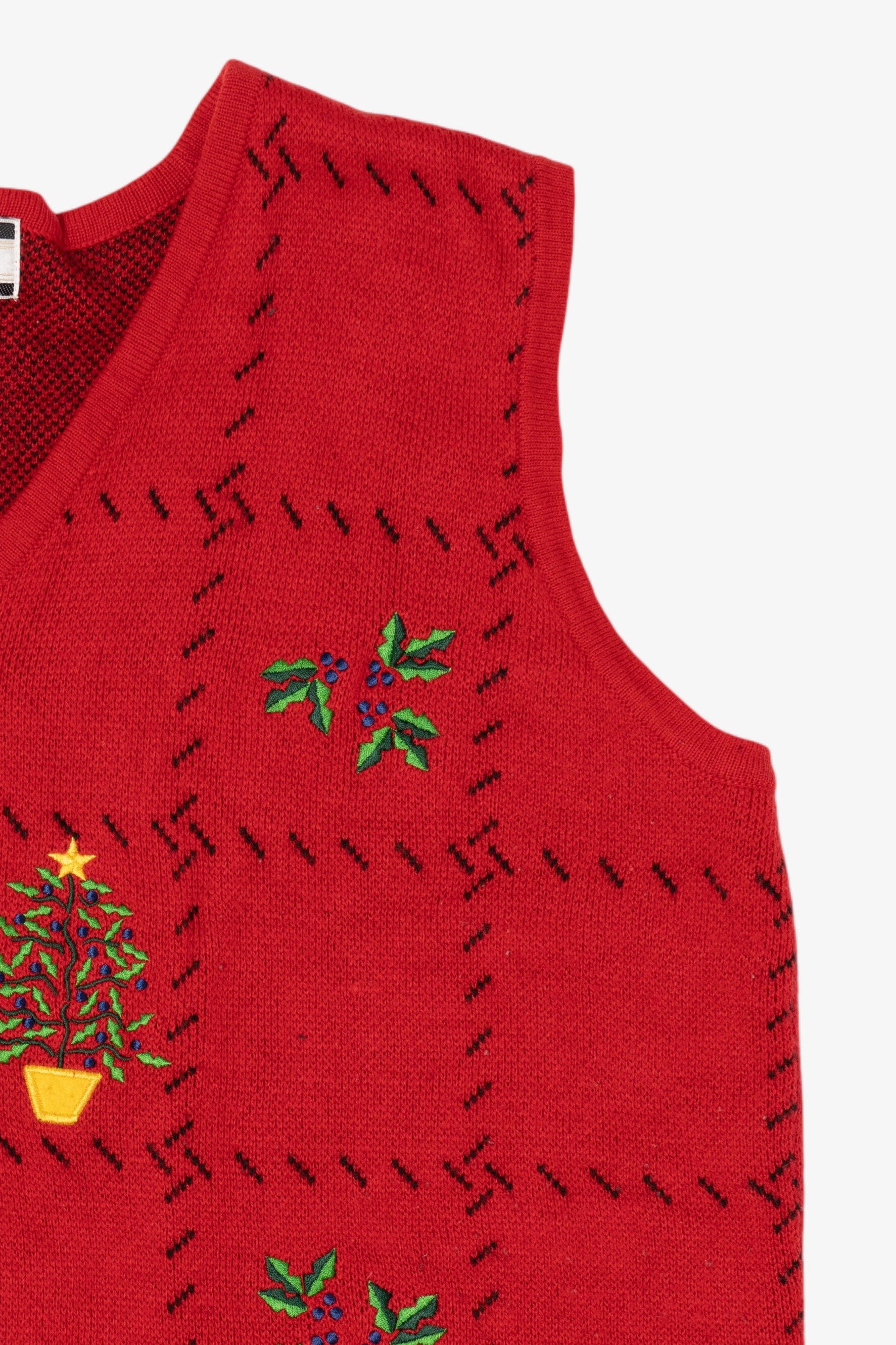 Vintage Red Crystal Kobe Trees Ugly Christmas Vest (1990s)