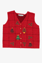 Vintage Red Crystal Kobe Trees Ugly Christmas Vest (1990s)