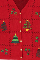 Vintage Red Crystal Kobe Trees Ugly Christmas Vest (1990s)