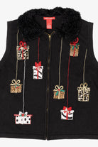 Vintage Black Merry & Bright Presents Ugly Christmas Vest (2000s)