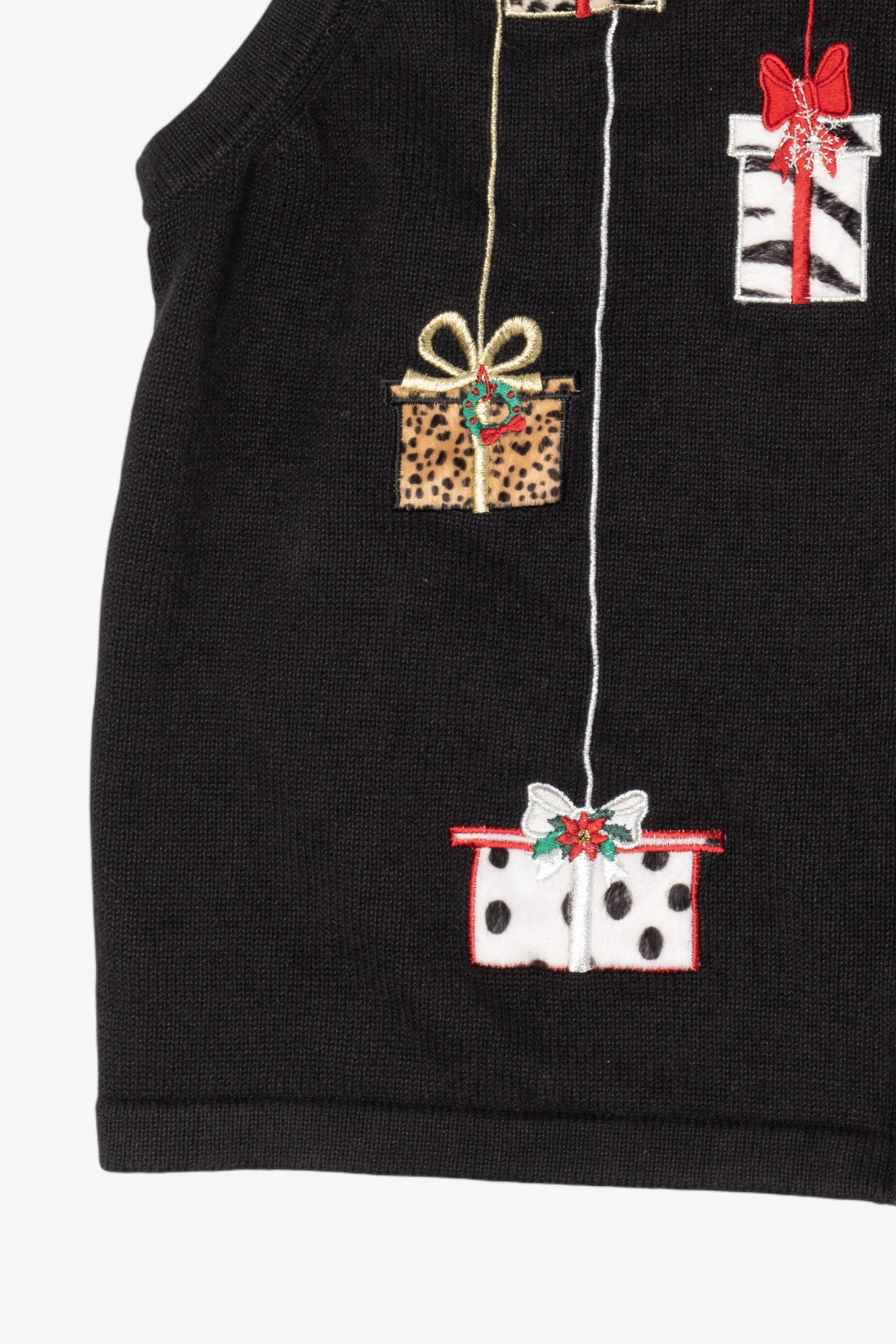 Vintage Black Merry & Bright Presents Ugly Christmas Vest (2000s)