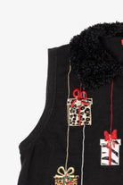 Vintage Black Merry & Bright Presents Ugly Christmas Vest (2000s)