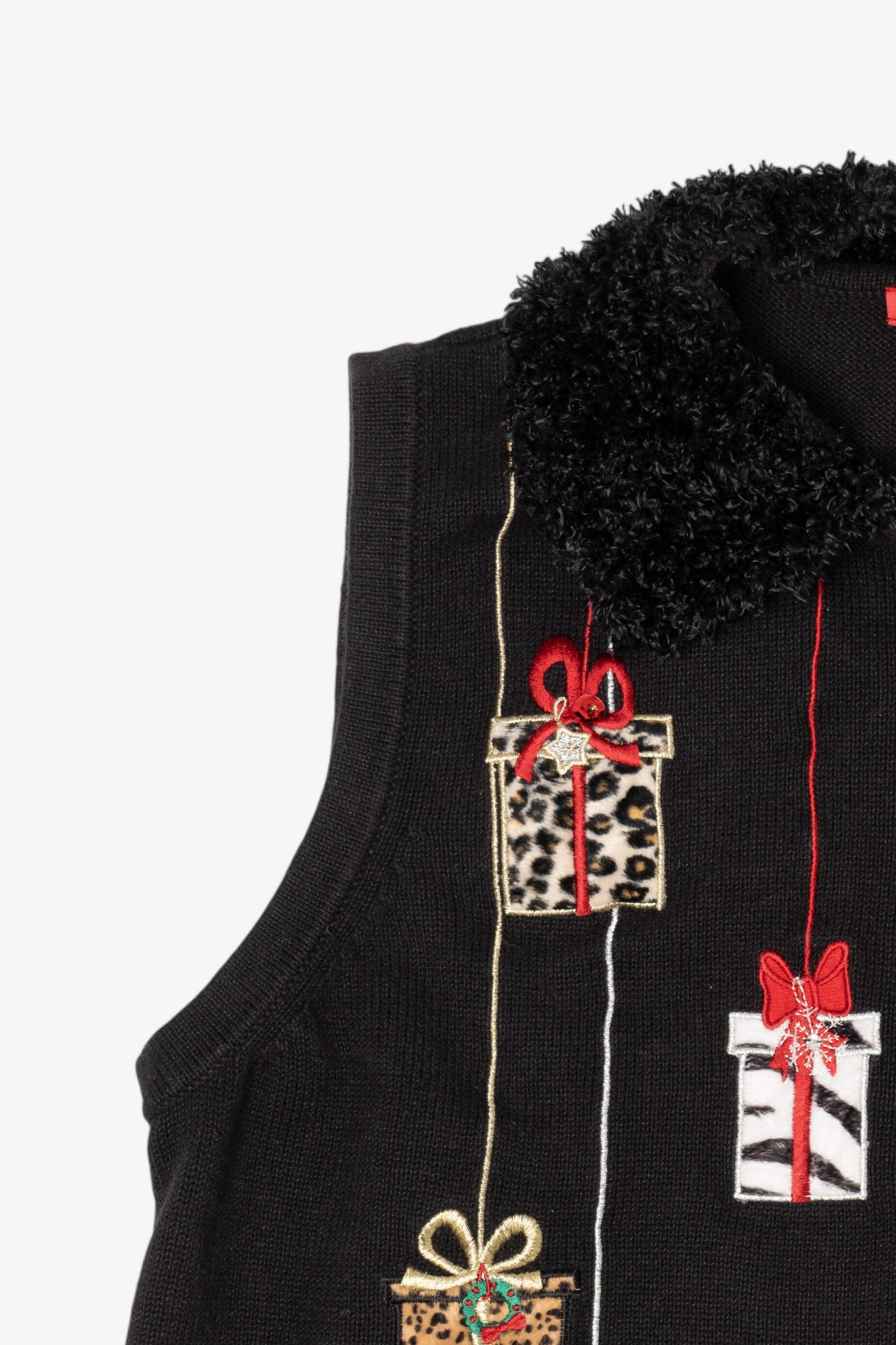Vintage Black Merry & Bright Presents Ugly Christmas Vest (2000s)
