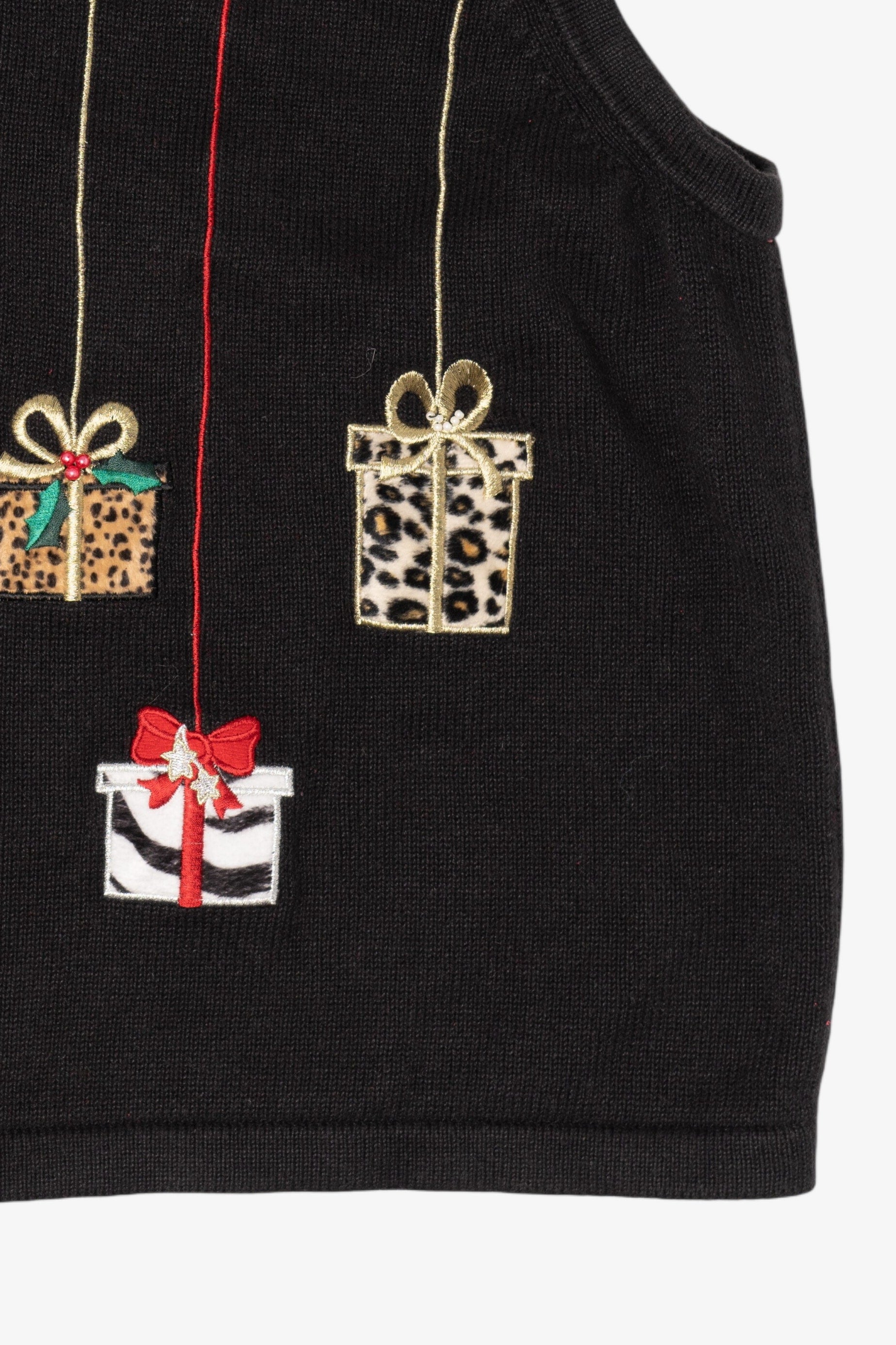 Vintage Black Merry & Bright Presents Ugly Christmas Vest (2000s)