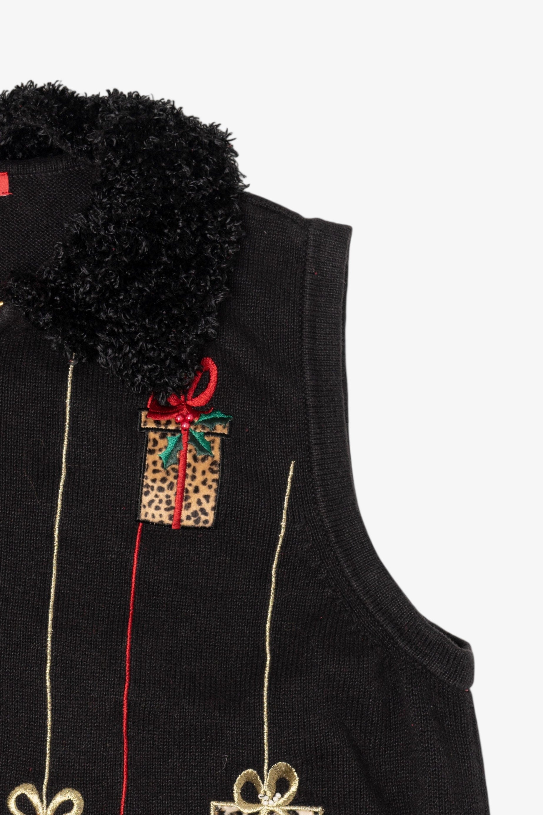 Vintage Black Merry & Bright Presents Ugly Christmas Vest (2000s)