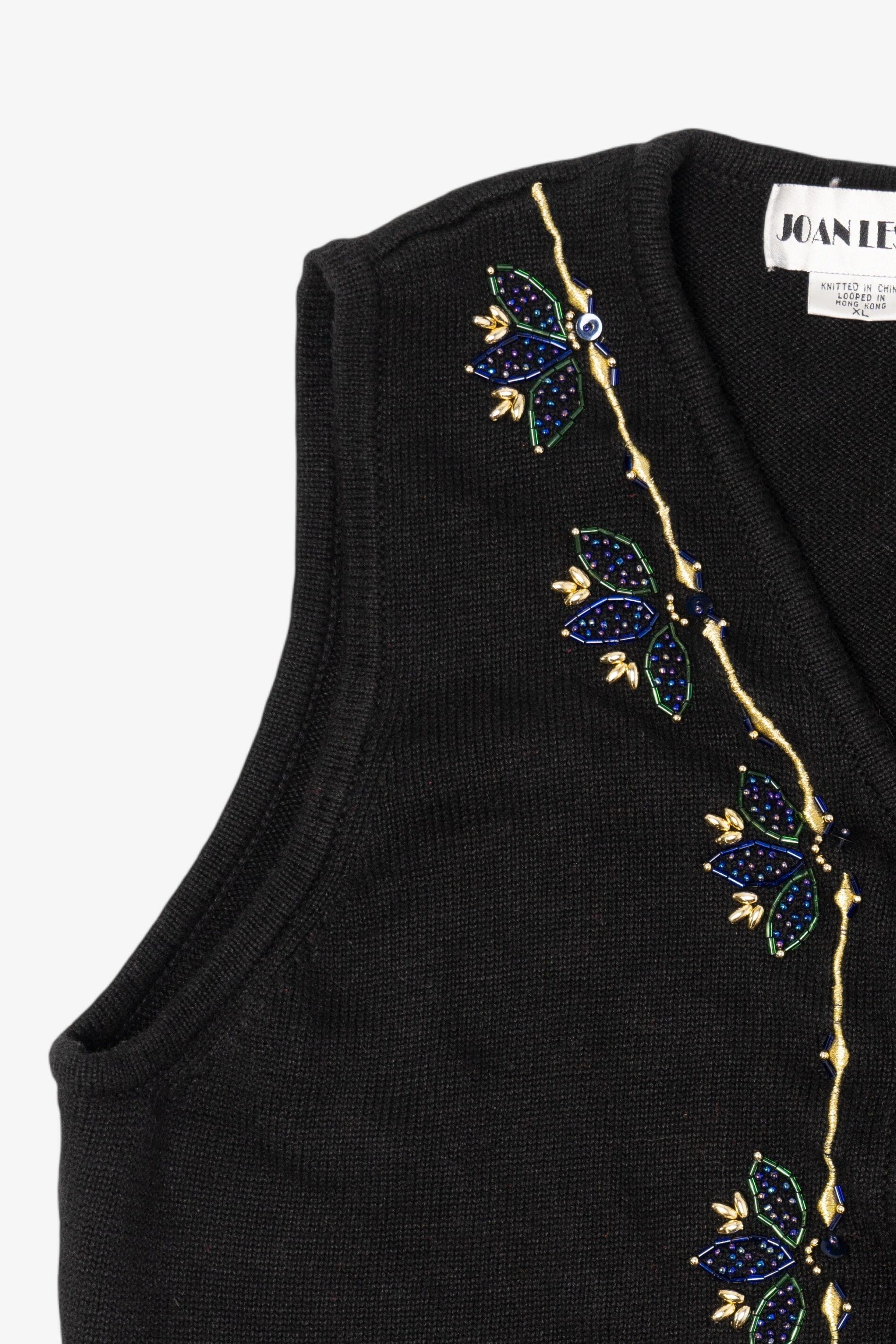 Vintage Black Joan Leslie Ugly Christmas Vest (1990s)