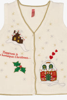 Vintage White "Happiness Is A Homespun Christmas" Ugly Christmas Vest (2000s)