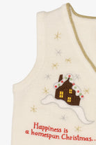 Vintage White "Happiness Is A Homespun Christmas" Ugly Christmas Vest (2000s)