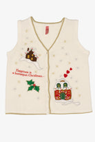 Vintage White "Happiness Is A Homespun Christmas" Ugly Christmas Vest (2000s)