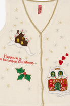 Vintage White "Happiness Is A Homespun Christmas" Ugly Christmas Vest (2000s)