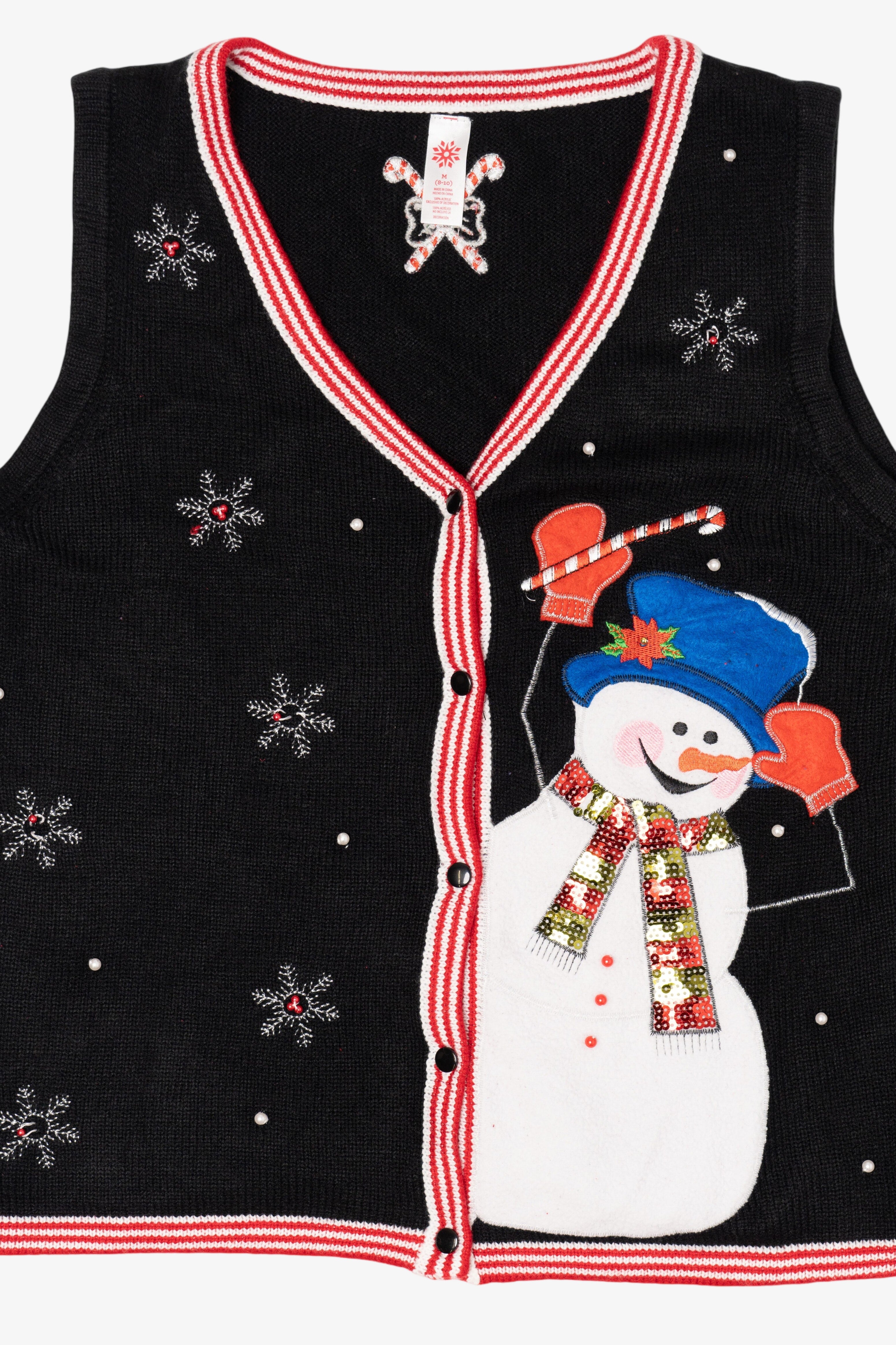 Vintage Black Snowmen Ugly Christmas Vest (2000s)