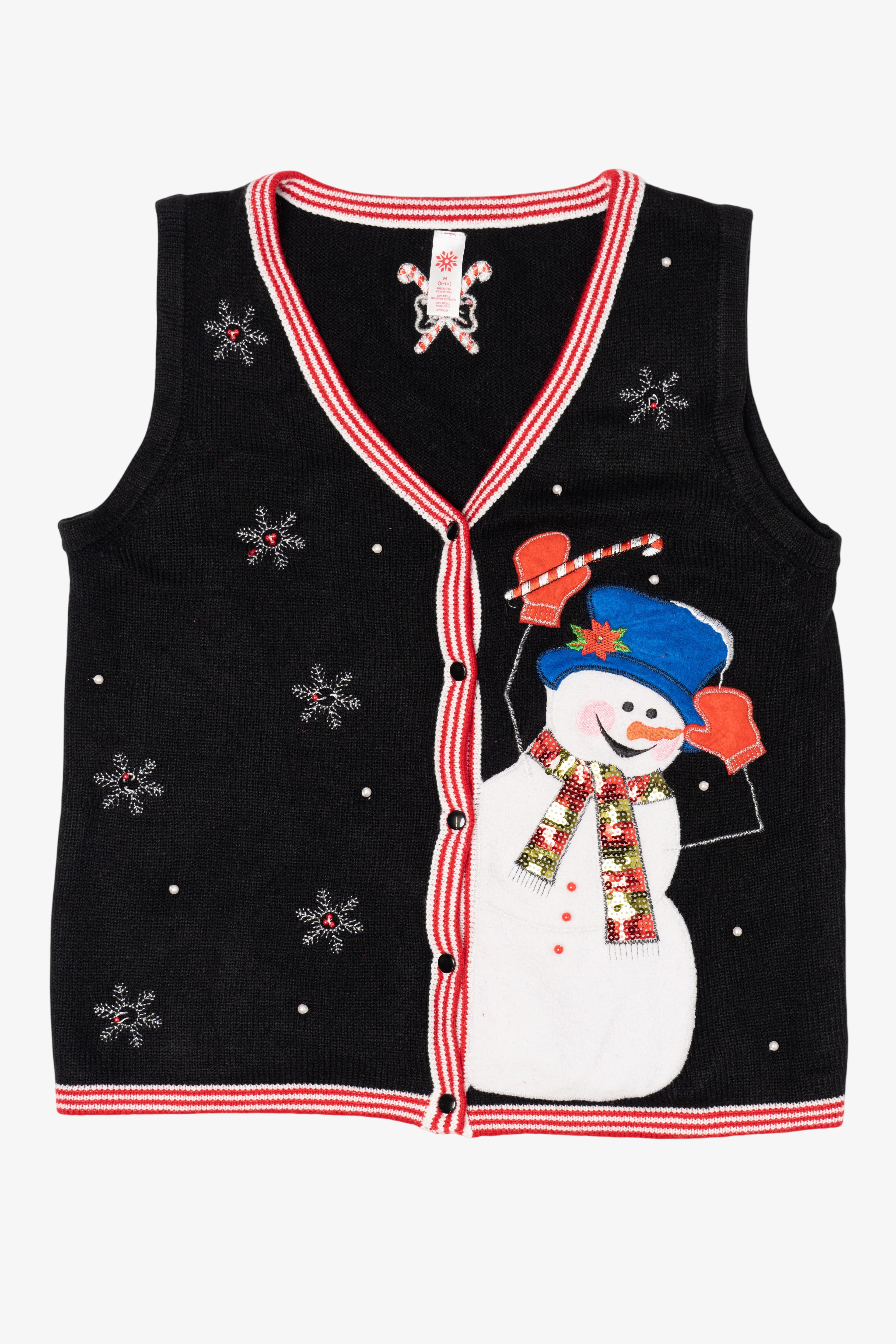Vintage Black Snowmen Ugly Christmas Vest (2000s)