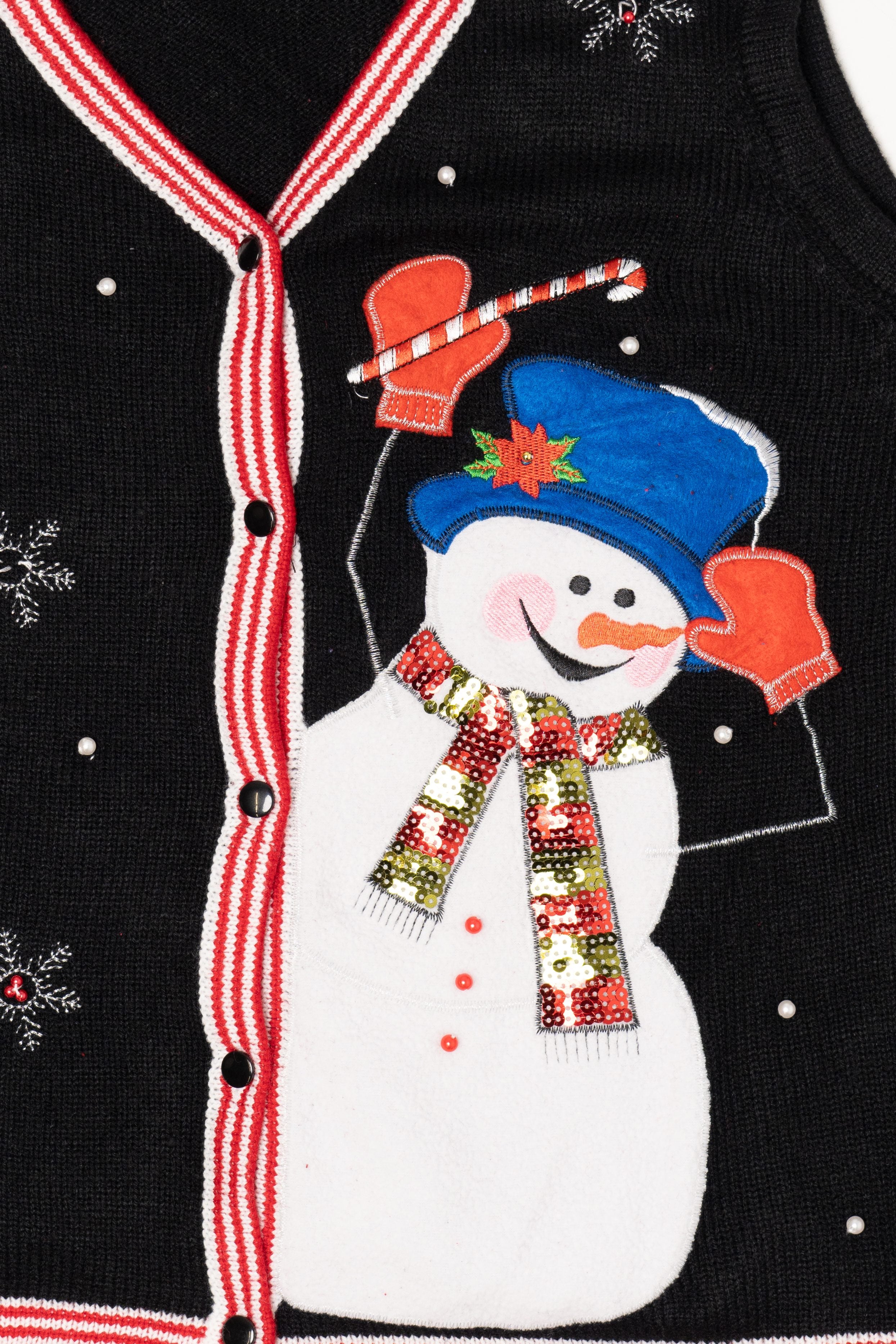 Vintage Black Snowmen Ugly Christmas Vest (2000s)