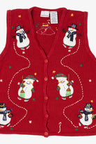 Vintage Red Bobbie Brooks Snowmen Ugly Christmas Vest (1990s)