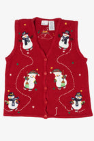 Vintage Red Bobbie Brooks Snowmen Ugly Christmas Vest (1990s)