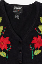 Vintage Black Designers Originals Studio Flowers Ugly Christmas Vest (1990s)