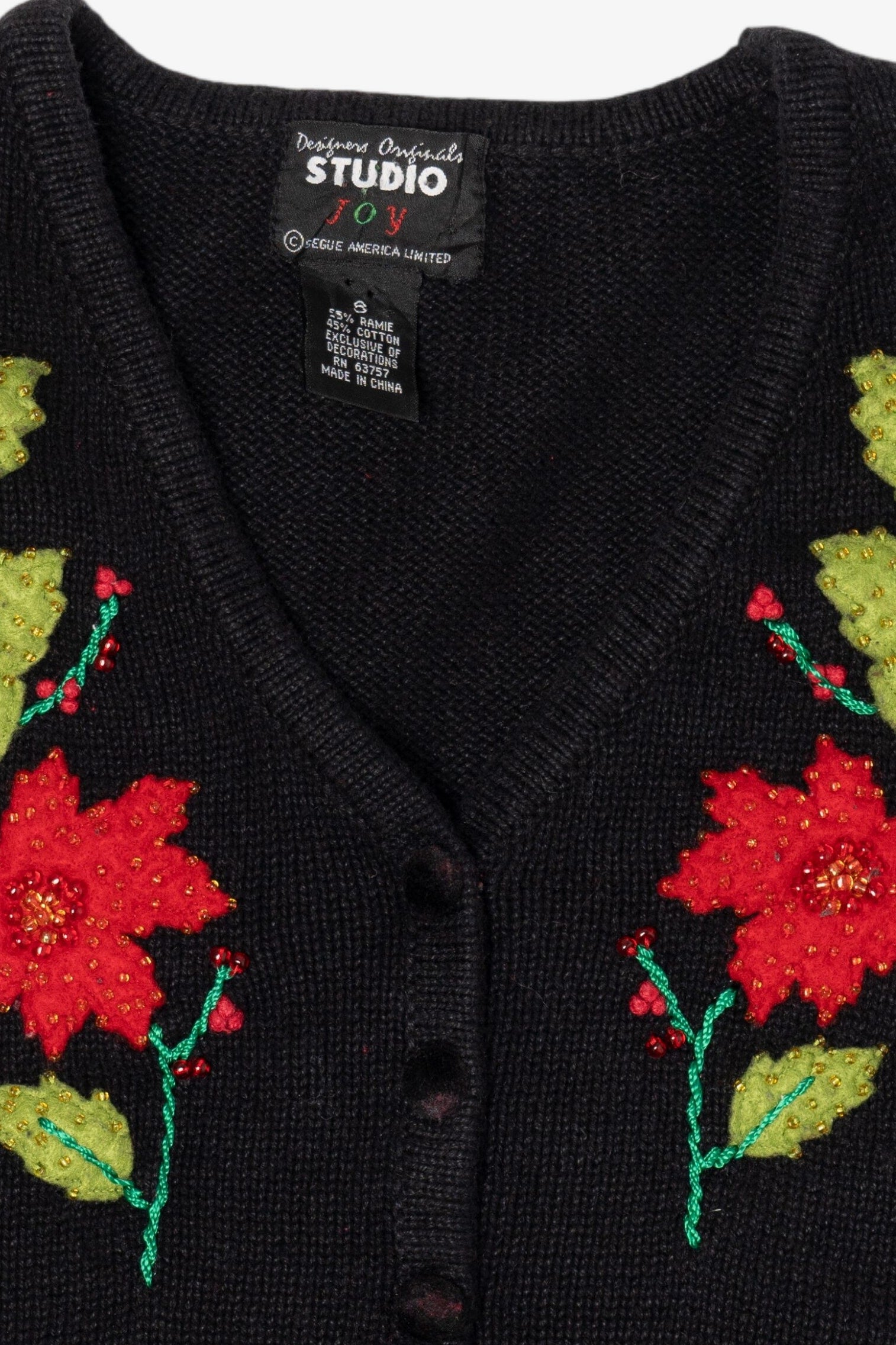 Vintage Black Designers Originals Studio Flowers Ugly Christmas Vest (1990s)