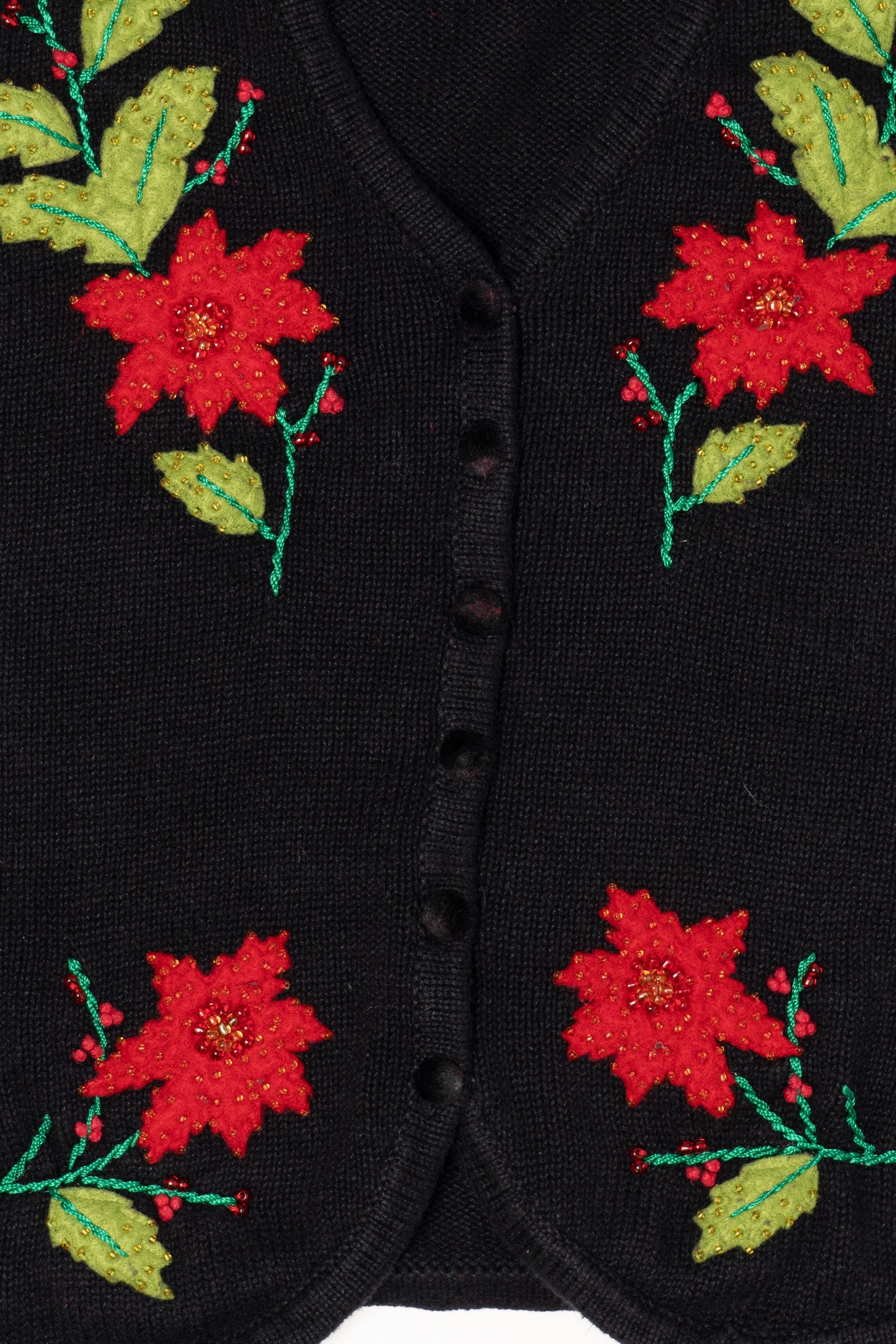 Vintage Black Designers Originals Studio Flowers Ugly Christmas Vest (1990s)