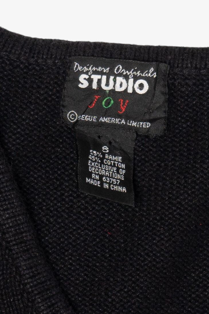 Vintage Black Designers Originals Studio Flowers Ugly Christmas Vest (1990s)