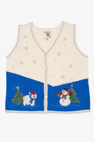 Vintage White Stag Snowman Polar Bear Ugly Christmas Vest (1990s)