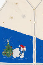 Vintage White Stag Snowman Polar Bear Ugly Christmas Vest (1990s)