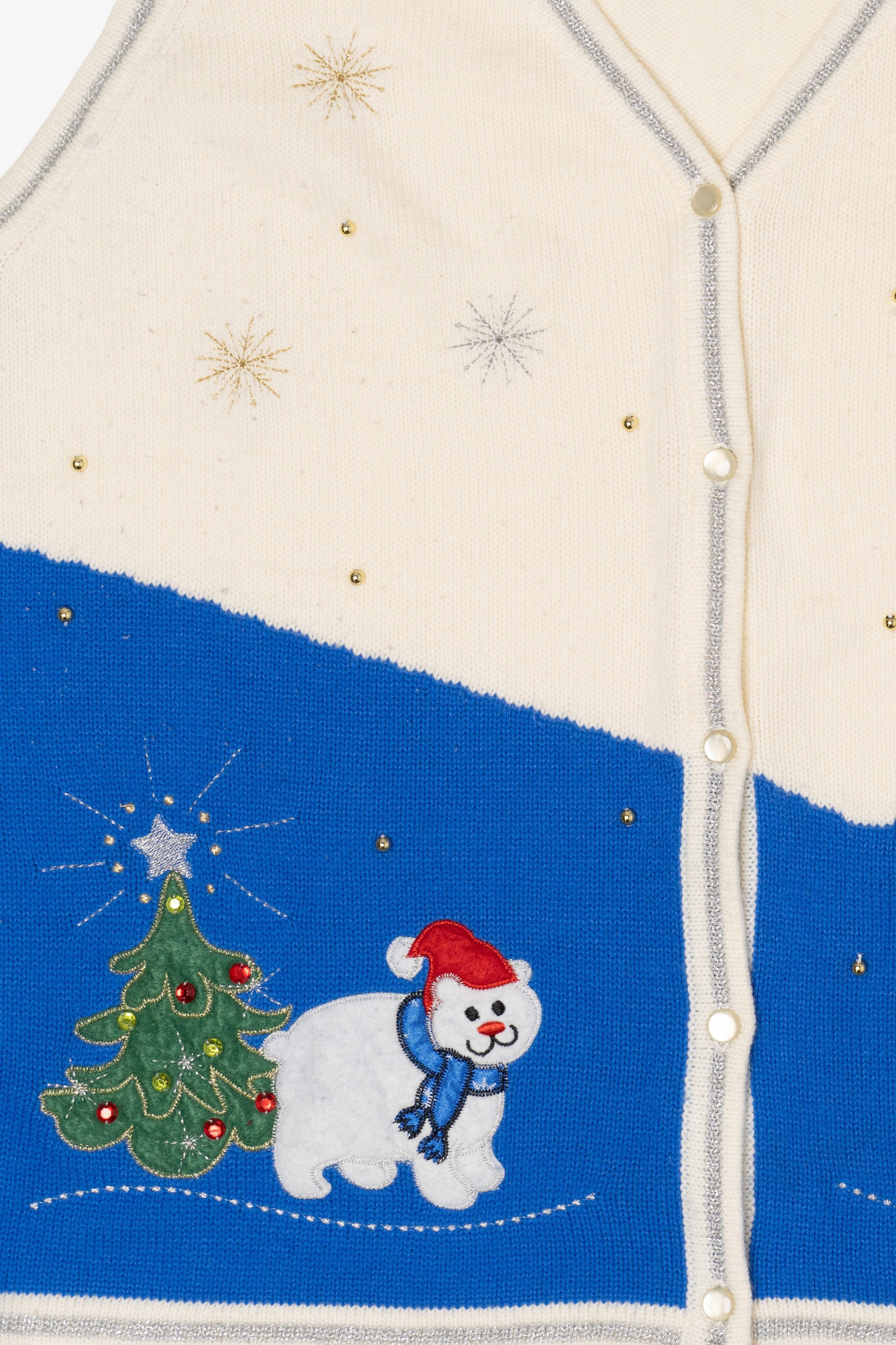 Vintage White Stag Snowman Polar Bear Ugly Christmas Vest (1990s)