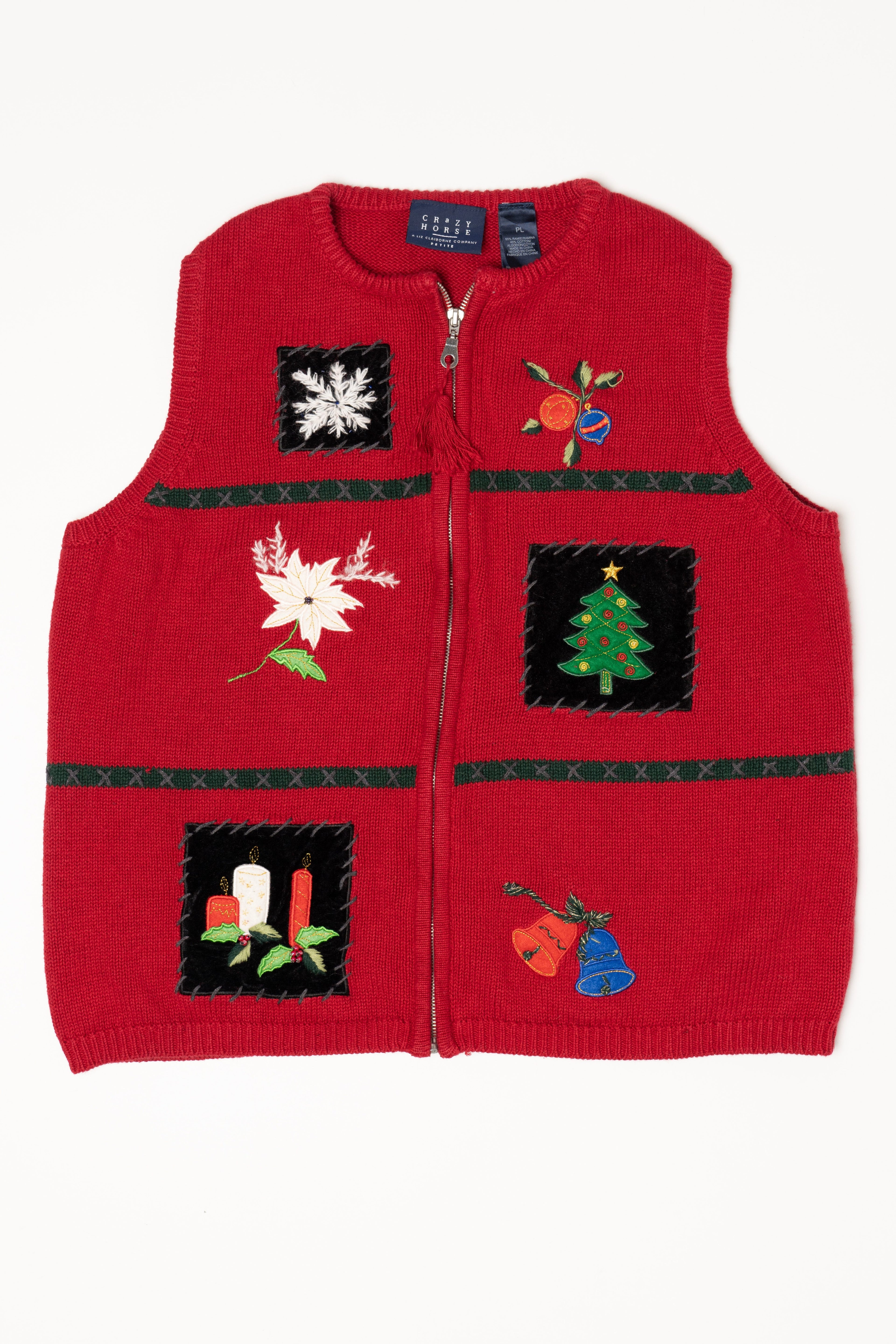 Vintage Red Crazy Horse Ugly Christmas Vest (1990s)