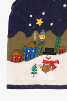 Vintage Navy Blue In Resource Snowmen Caroling Ugly Christmas Vest (1990s)