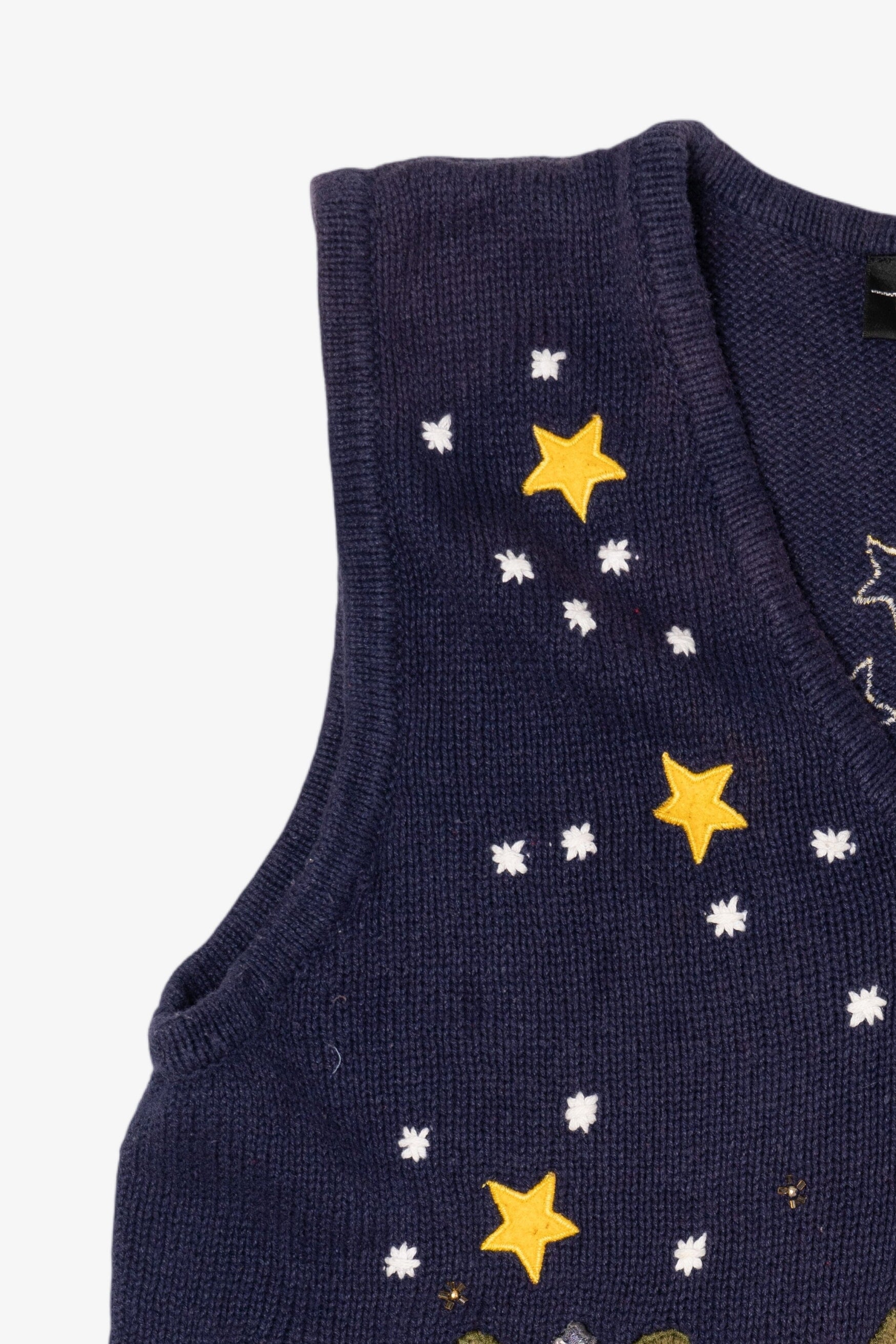 Vintage Navy Blue In Resource Snowmen Caroling Ugly Christmas Vest (1990s)