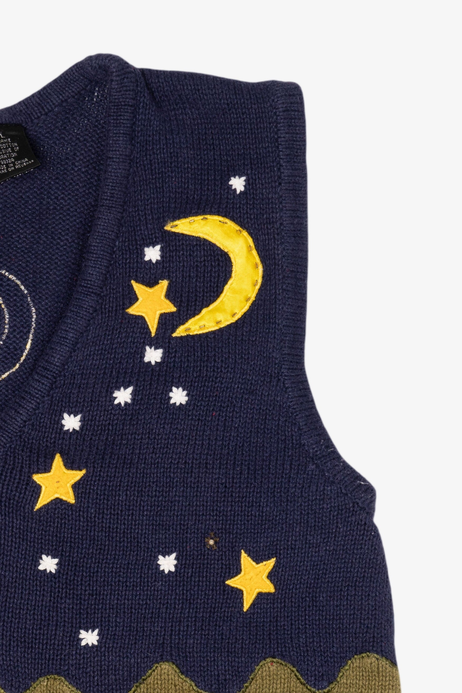 Vintage Navy Blue In Resource Snowmen Caroling Ugly Christmas Vest (1990s)