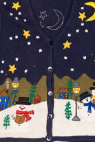 Vintage Navy Blue In Resource Snowmen Caroling Ugly Christmas Vest (1990s)