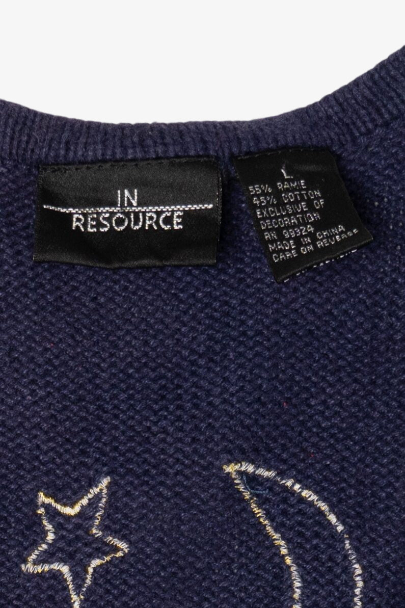 Vintage Navy Blue In Resource Snowmen Caroling Ugly Christmas Vest (1990s)