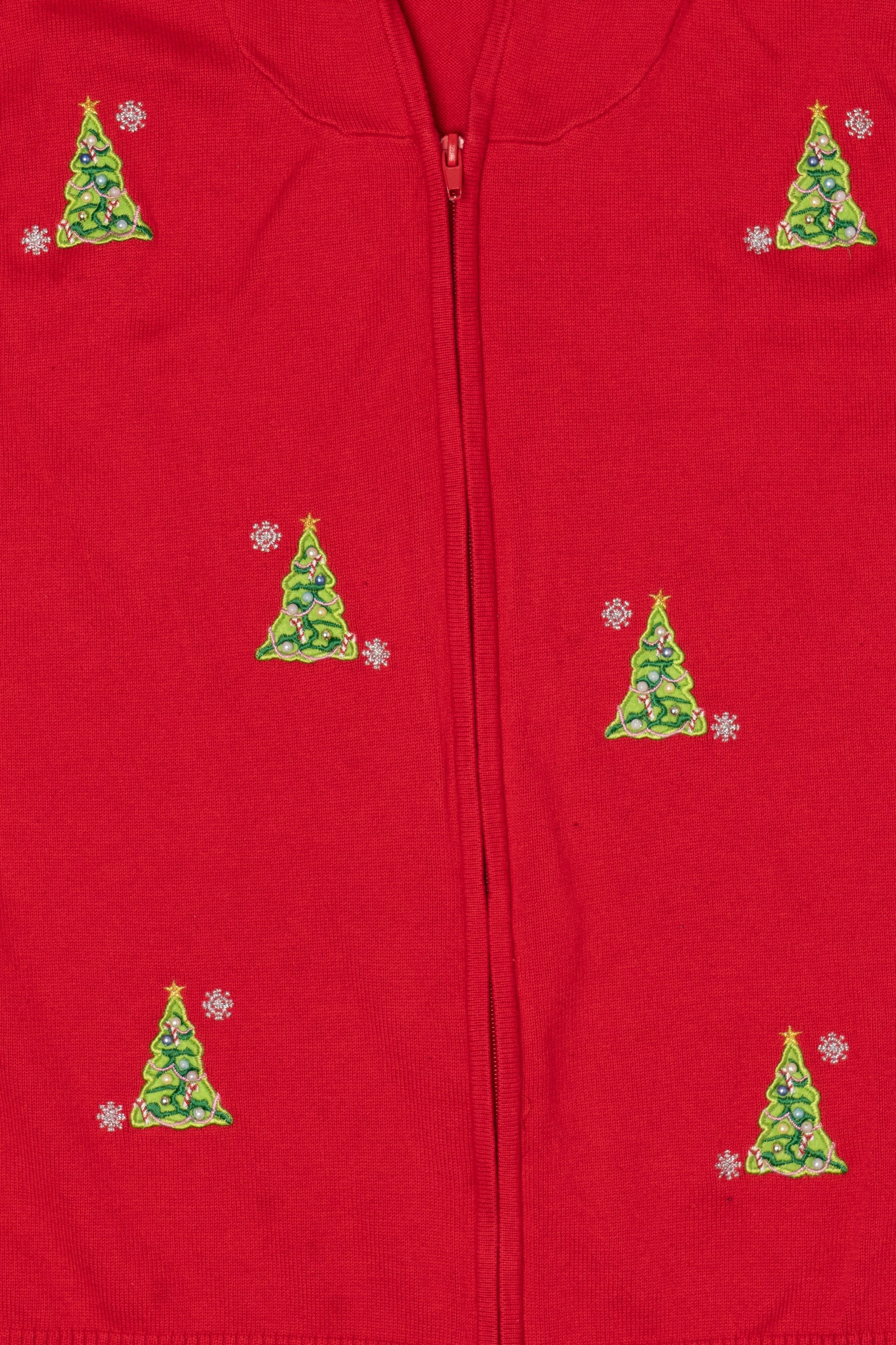 Vintage Red Crystal Kobe Trees Hooded Ugly Christmas Vest (2000s)