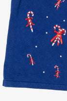 Vintage Blue Nouveaux Candy Canes Ugly Christmas Vest (1990s)