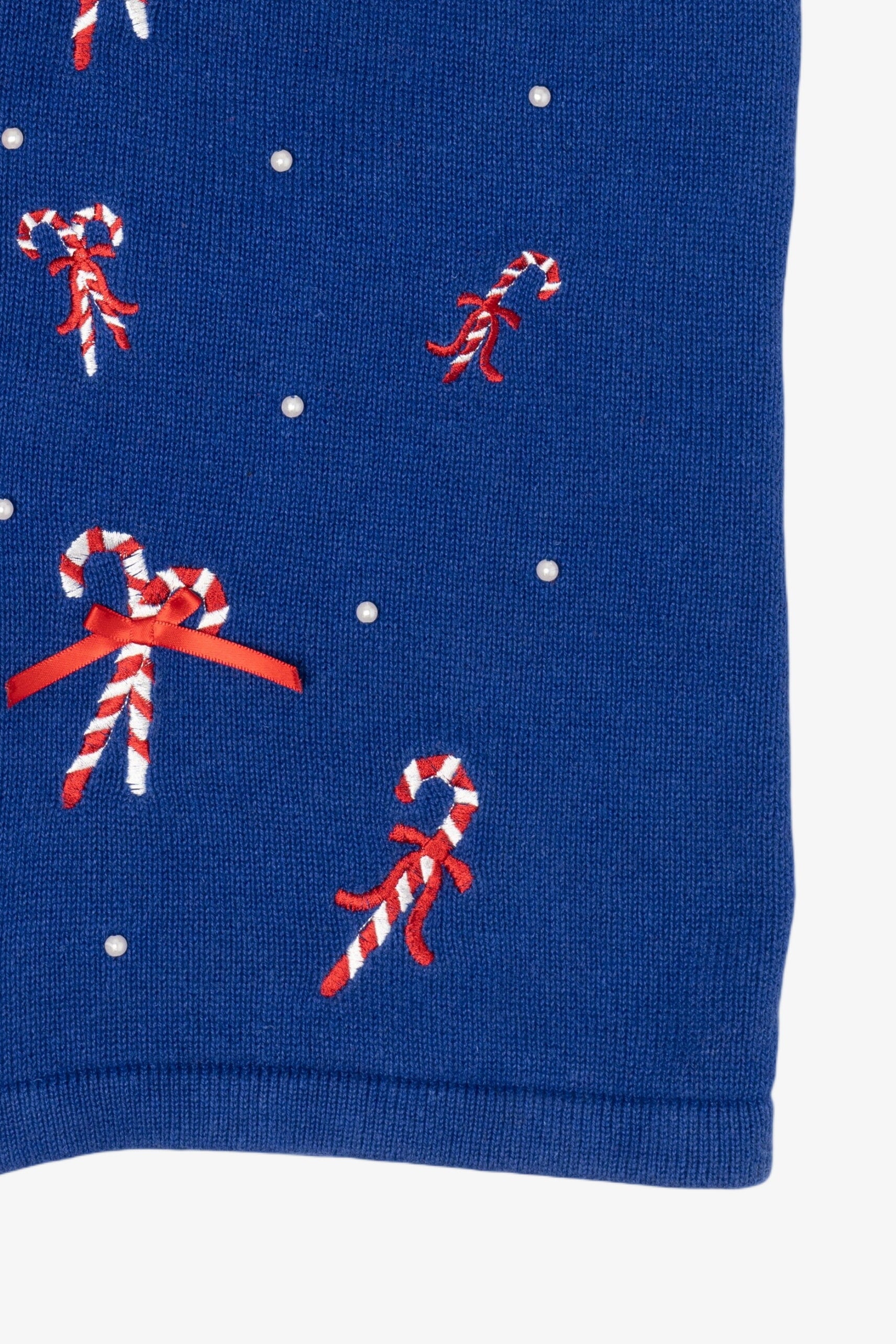 Vintage Blue Nouveaux Candy Canes Ugly Christmas Vest (1990s)