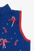 Vintage Blue Nouveaux Candy Canes Ugly Christmas Vest (1990s)