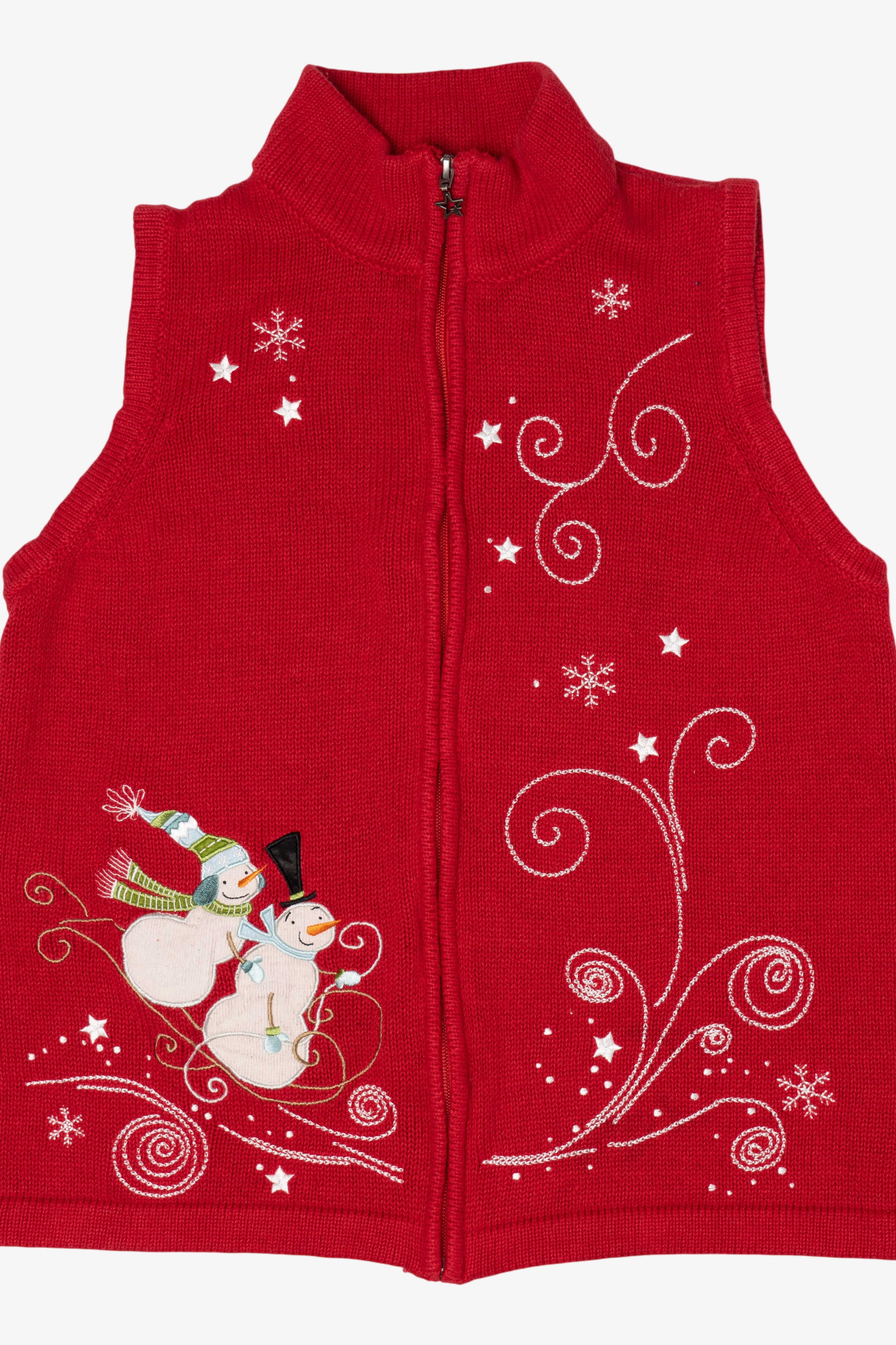 Vintage Red Christopher & Banks Snowmen Ugly Christmas Vest (1990s)